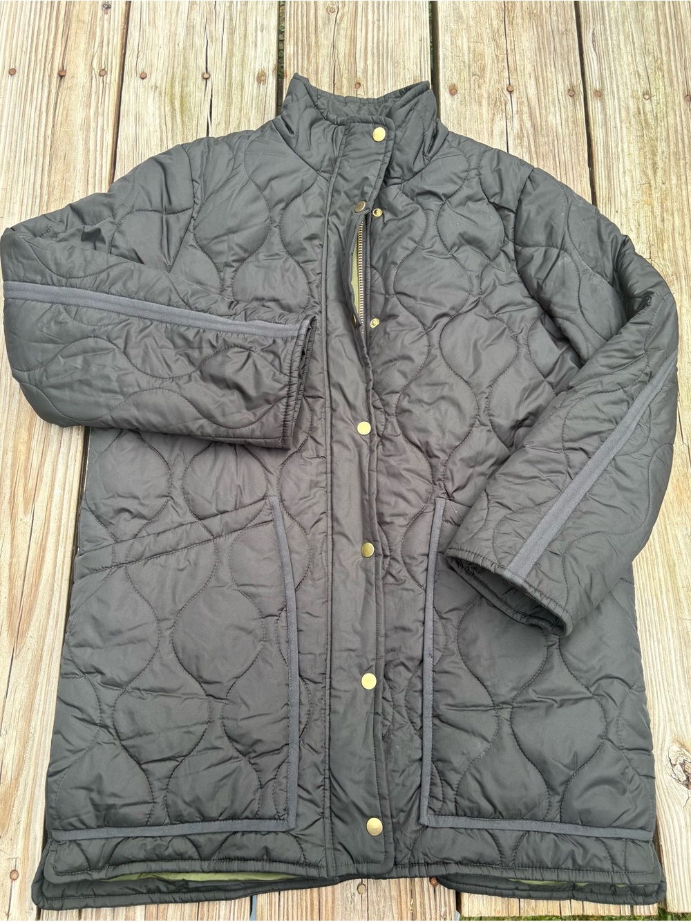 J. Crew Quilted Cocoon Puffer Jacket Primaloft- Black- Size M